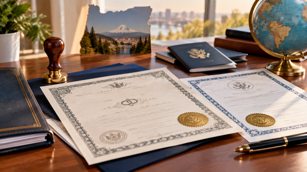 Oregon marriage certificate apostille for use abroad